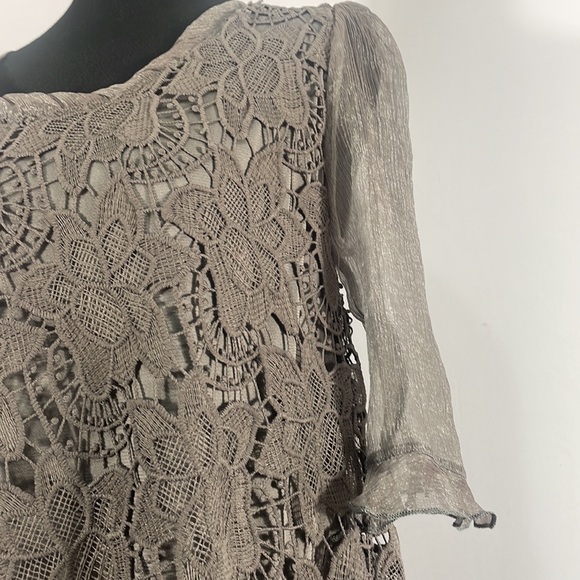 Pretty Angel Baby Doll Dress, Tunic, Lace, Floral,sheer,Fringe,Gray,Small - Picture 11 of 12